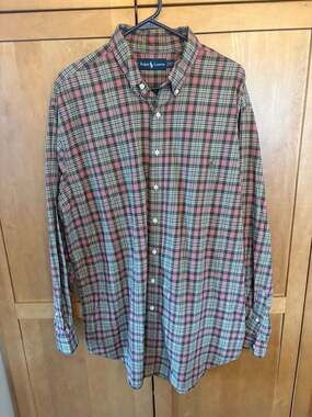 Ralph Lauren XLT Men's Plaid Button Down Shirt Pink Green Cotton